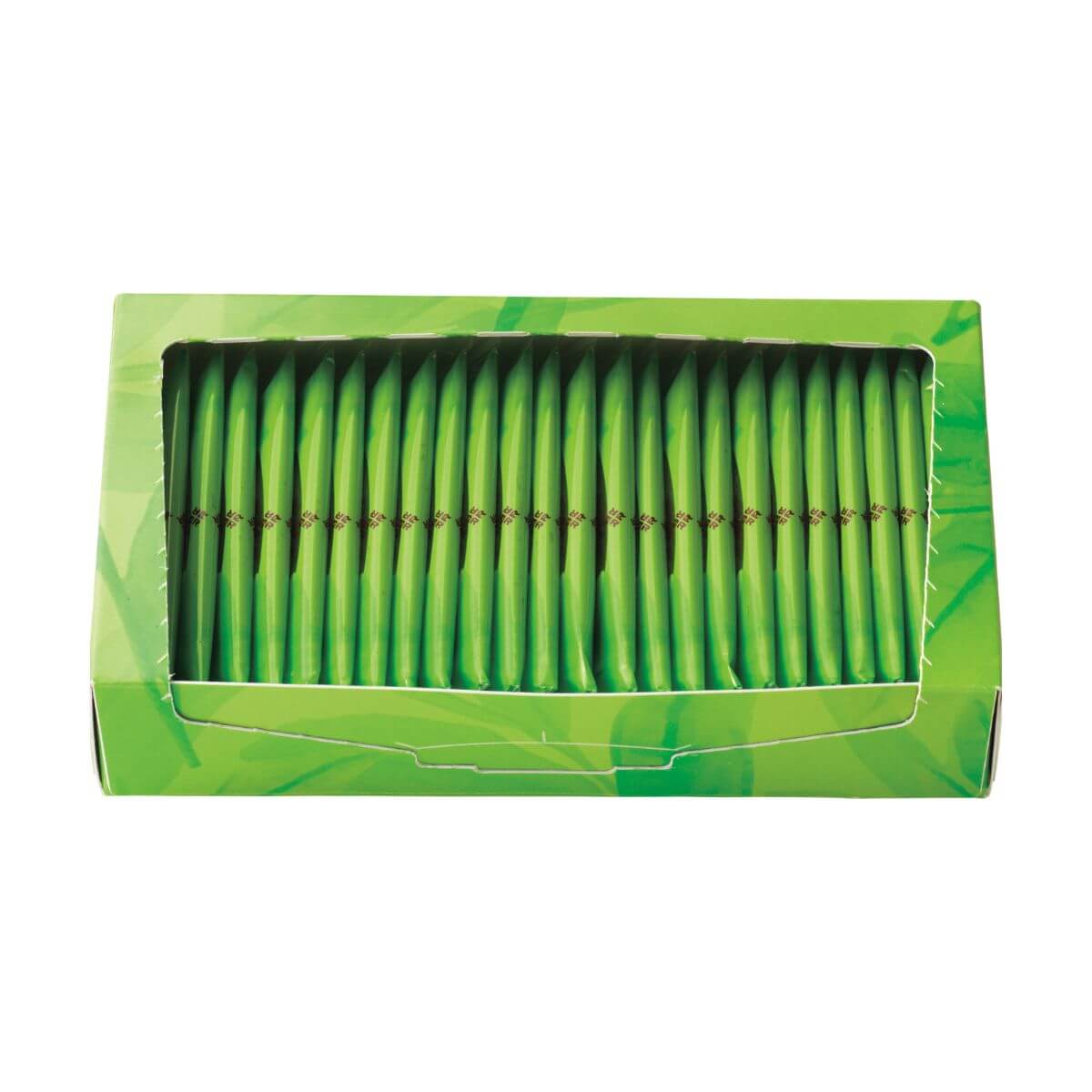 ROYCE' Chocolate - Baton Cookies "Matcha (25 Pcs)" - Image shows a green printed box with individually-wrapped cookies inside in green wrapper.