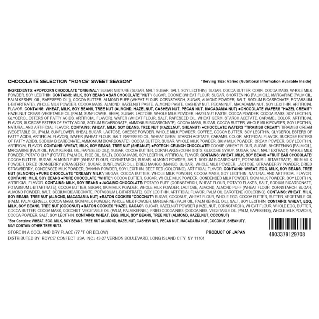 ROYCE' Chocolate - Chocolate Selection "ROYCE' Sweet Season" -Back Label