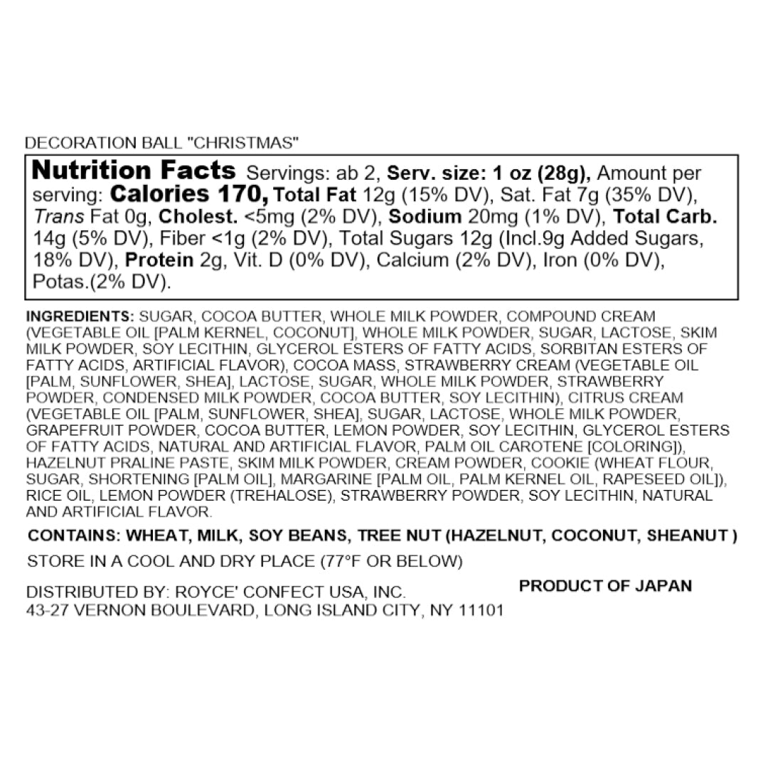Decoration Ball "Christmas" - Nutrition Facts 2023