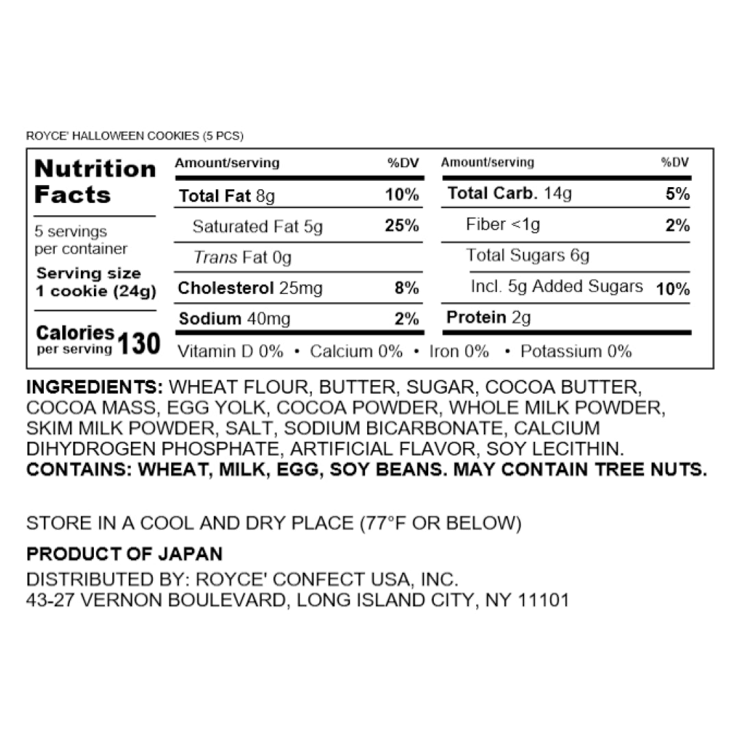 ROYCE' Halloween Cookies (5 Pcs) - Nutrition Facts