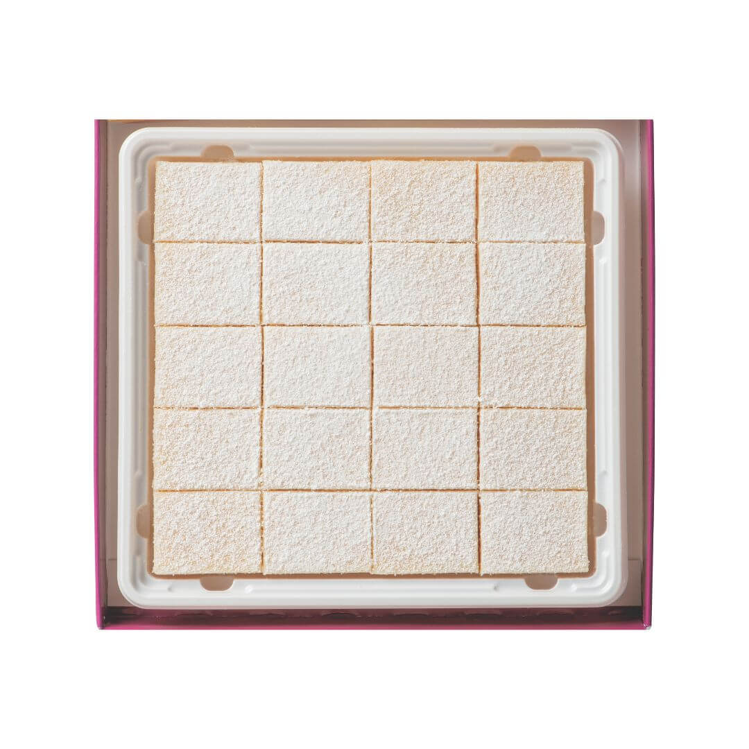 ROYCE' Chocolate - Nama Chocolate "Roasted Sweet Potato" - Image shows an open box with white chocolate blocks inside.
