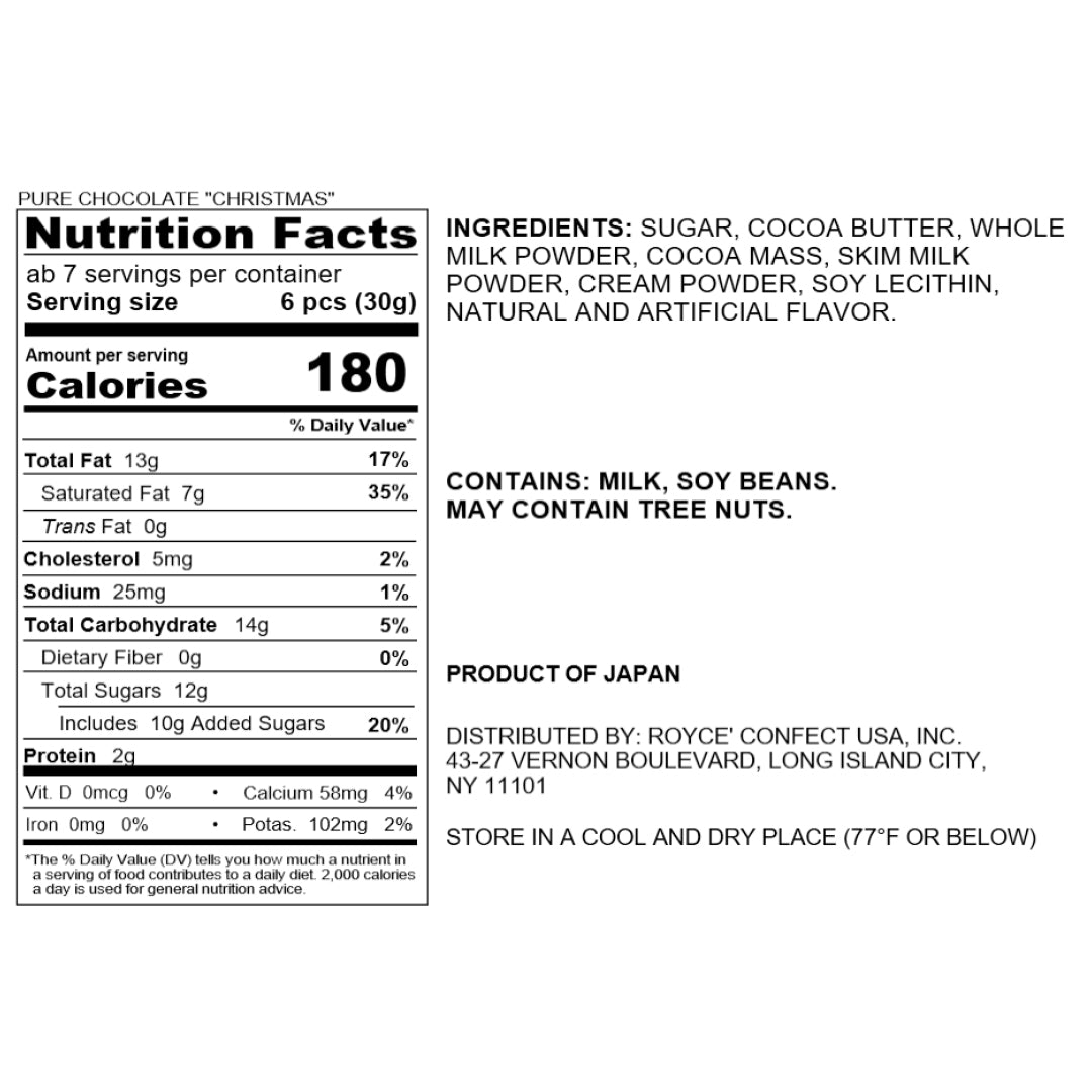 Pure Chocolate Christmas - Nutrition Facts 2023