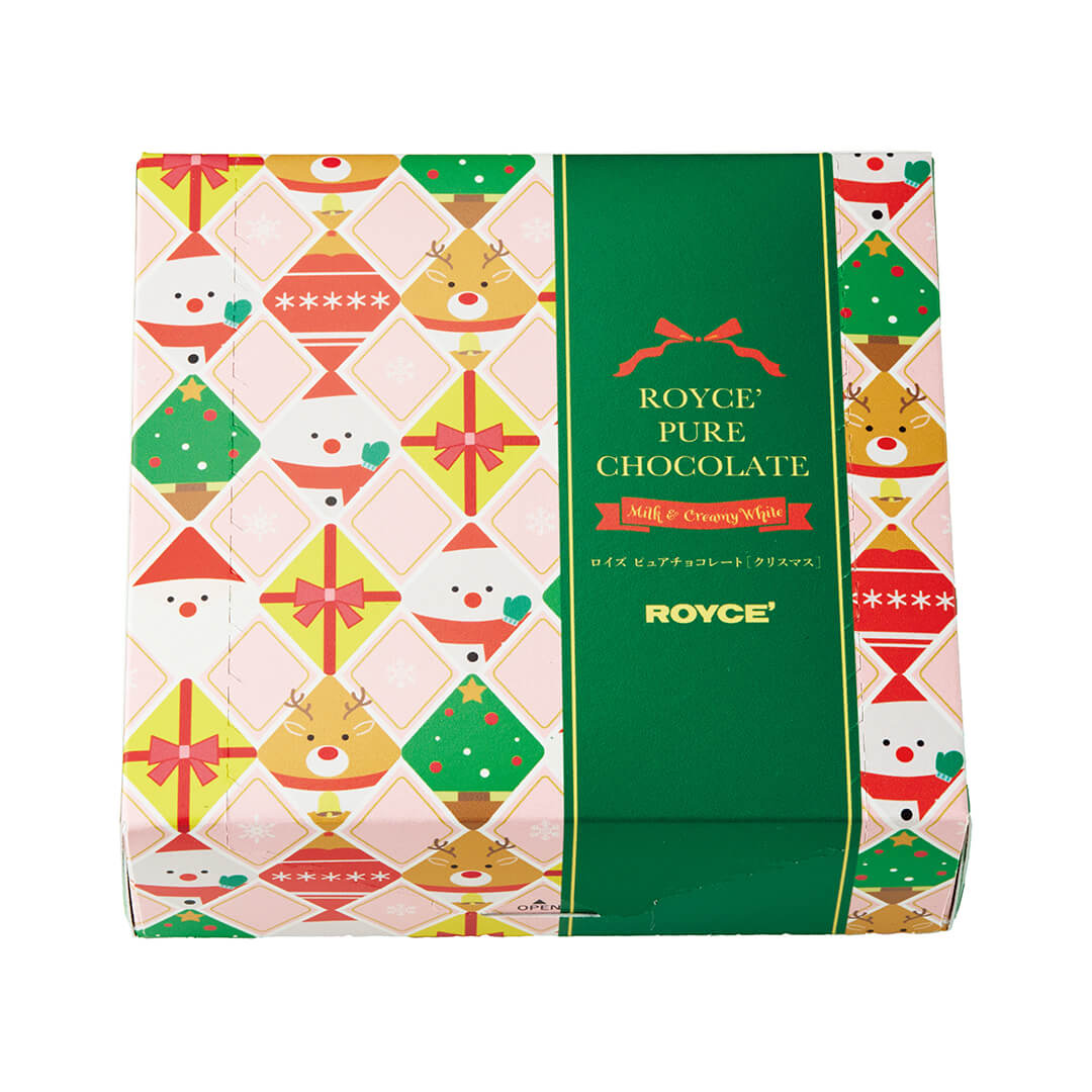 ROYCE' Chocolate - Pure Chocolate Christmas - ROYCE' Pure Chocolate packaging with festive design on a white background.