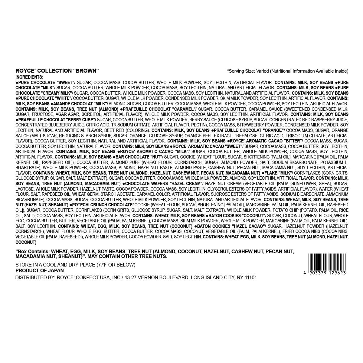 ROYCE' Chocolate - ROYCE' Collection "Brown" - Back Label