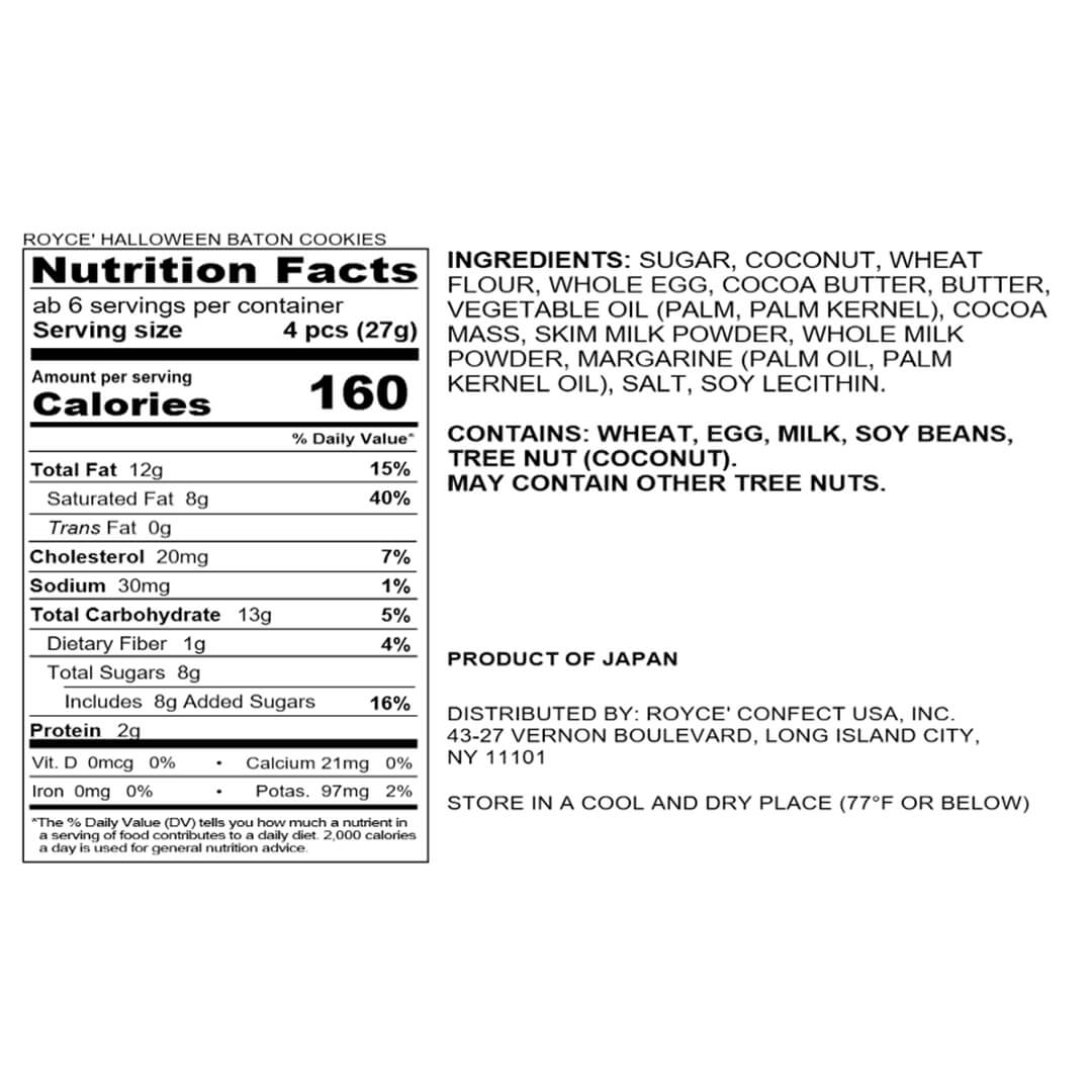 ROYCE' Chocolate - ROYCE' Halloween Baton Cookies - Nutrition Facts