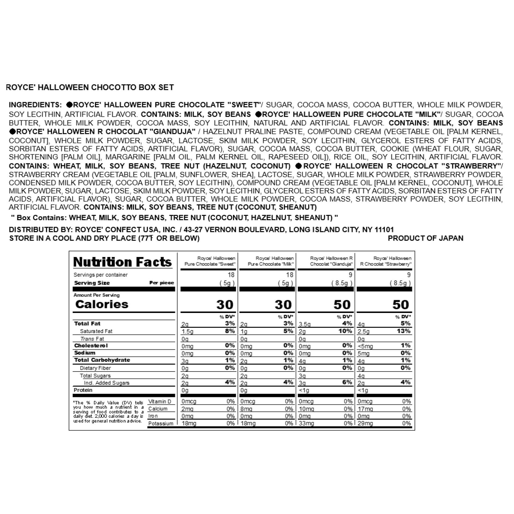 ROYCE' Chocolate - ROYCE’ Halloween Chocotto Box Set - Nutrition Facts