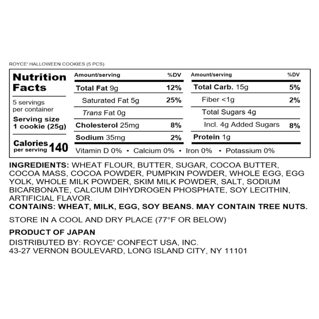 ROYCE' Chocolate - ROYCE' Halloween Cookies (5 Pcs) - Nutrition Facts