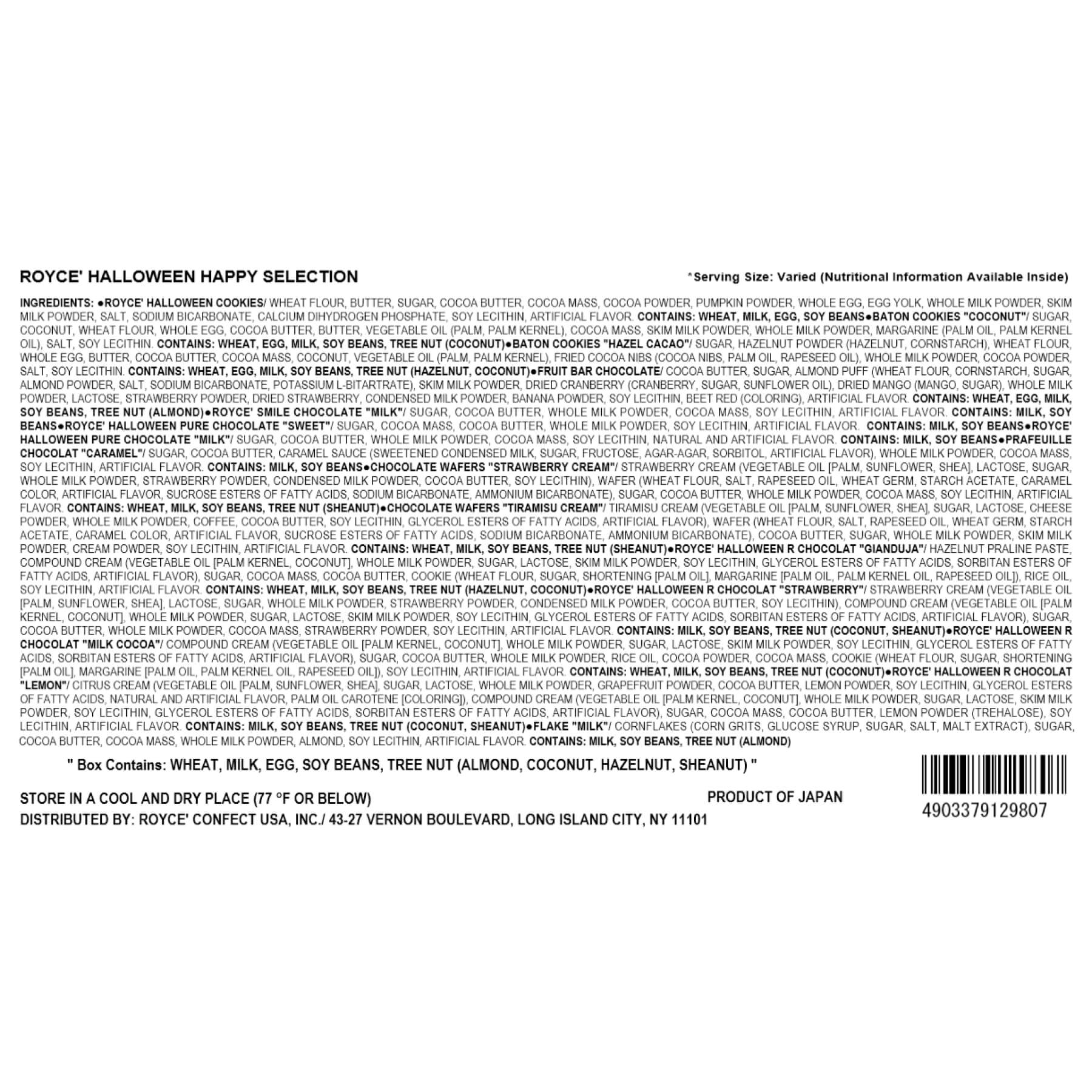 ROYCE' Chocolate - ROYCE' Halloween Happy Selection - Back Label