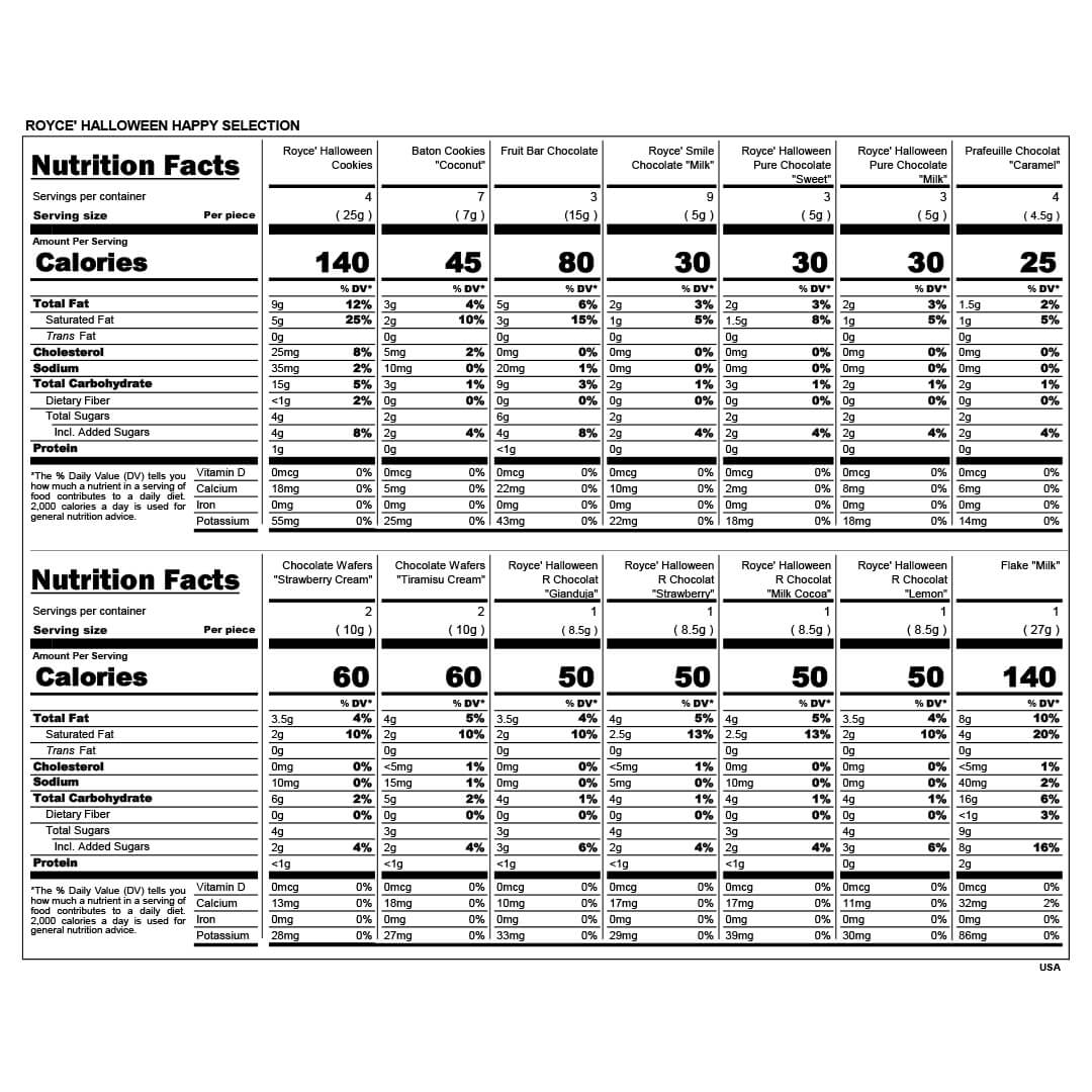 ROYCE' Chocolate - ROYCE' Halloween Happy Selection - Nutrition Facts