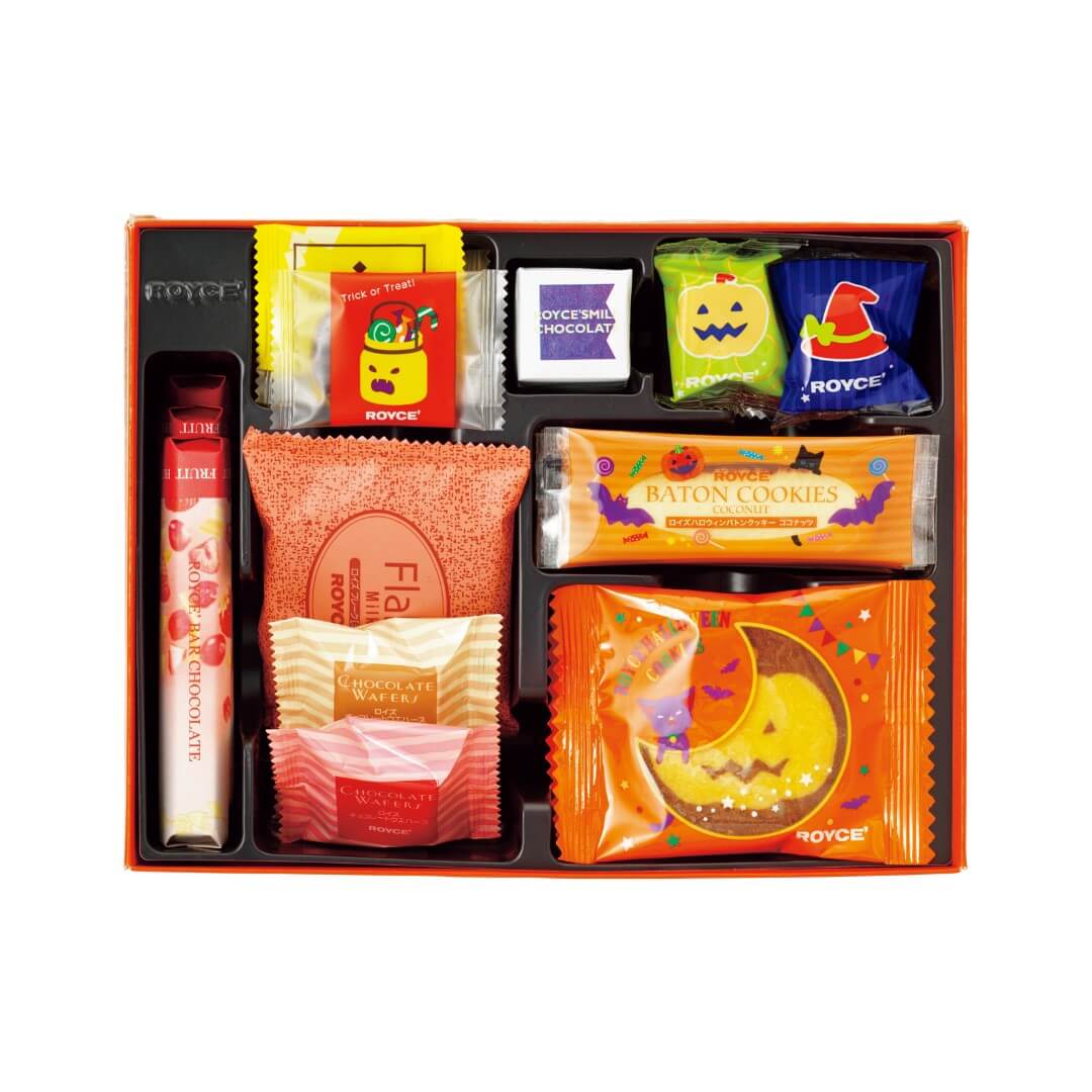 ROYCE' Chocolate - ROYCE' Halloween Happy Selection - Image shows an open printed box with individually-wrapped confections.