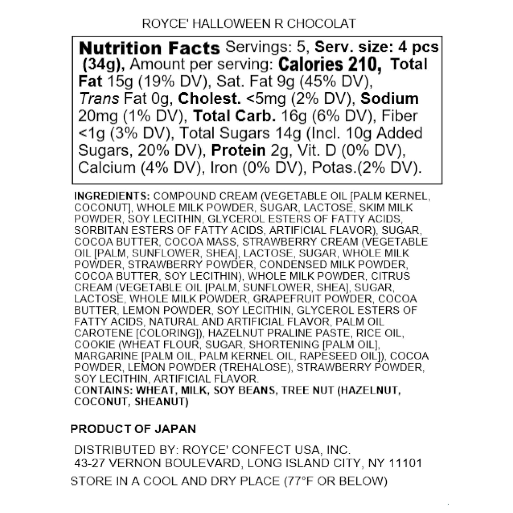 ROYCE' Chocolate - ROYCE' Halloween R Chocolat - Nutrition Facts