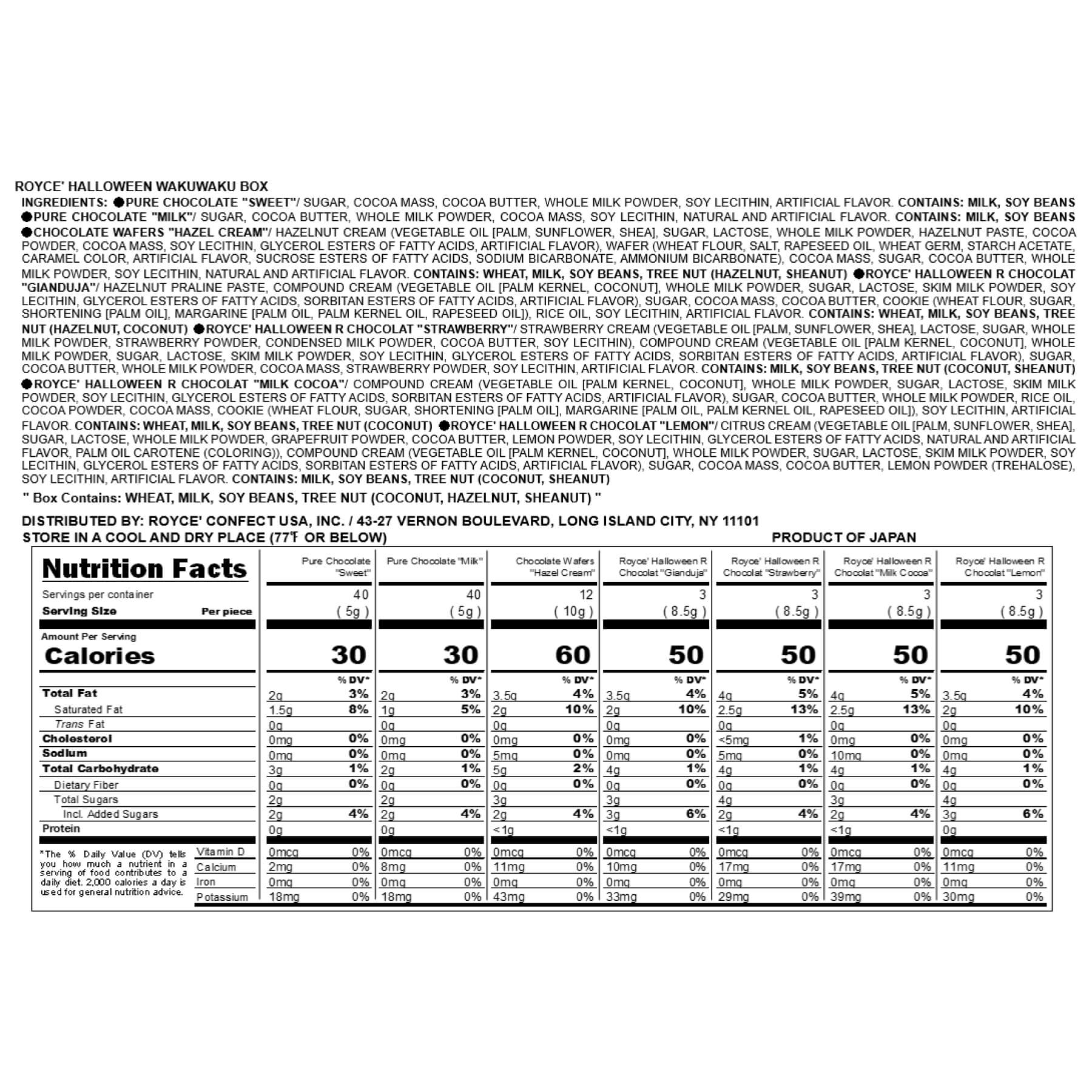 ROYCE' Chocolate - ROYCE' Halloween Wakuwaku Box - Nutrition Facts