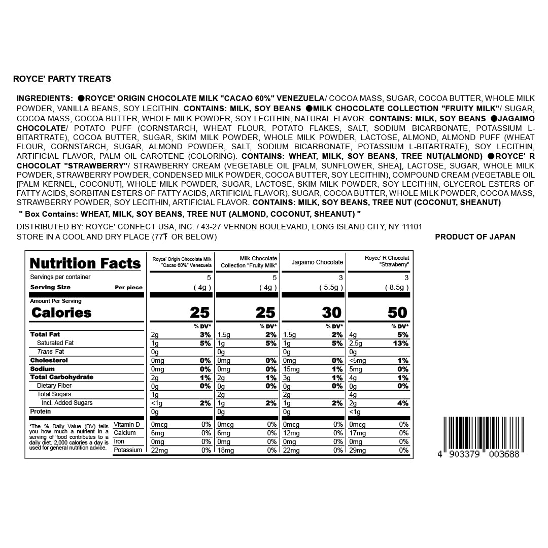 ROYCE' Party Treats - Nutrition Facts 2023