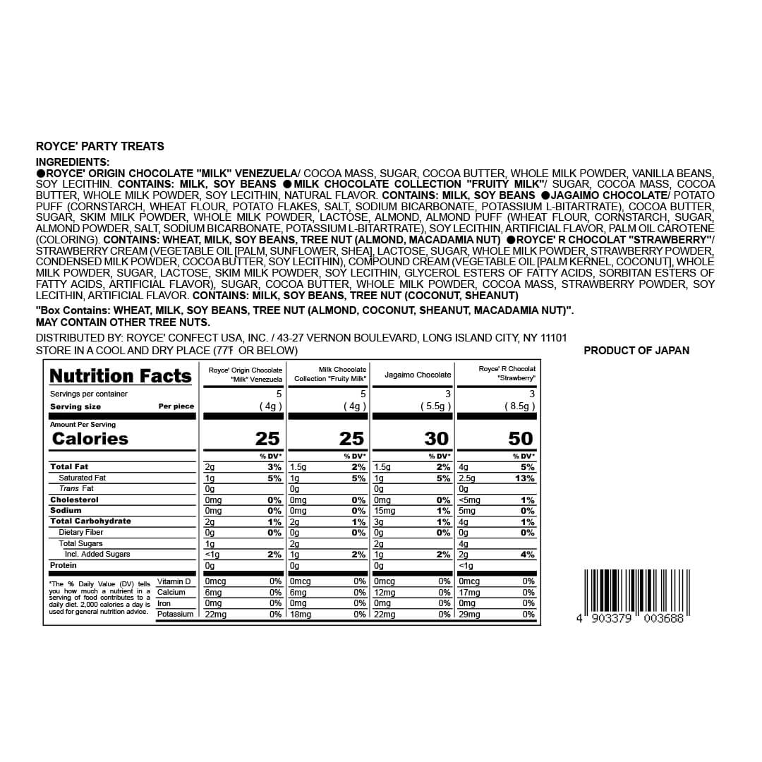 ROYCE' Chocolate - ROYCE' Party Treats - Nutrition Facts 2025