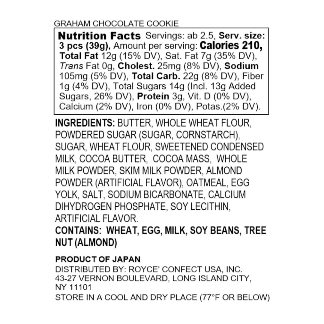 ROYCE' Chocolate - Graham Chocolate Cookie - Nutrition Facts