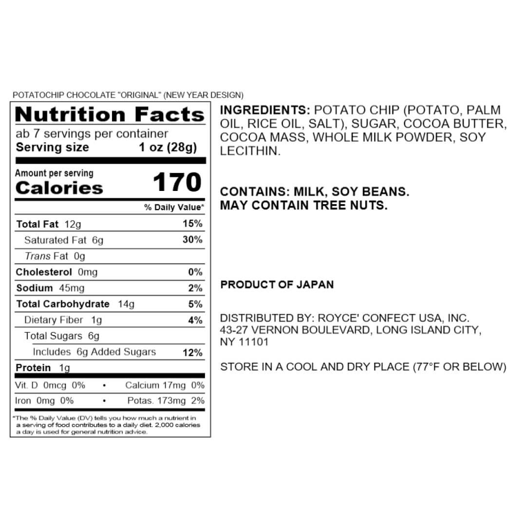 Potatochip Chocolate "Original" (New Year Design) 2023 - Nutrition Facts
