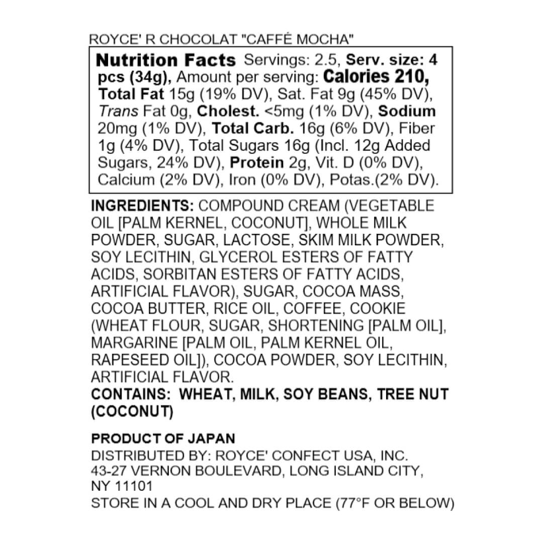 ROYCE' Chocolate - ROYCE' R Chocolat "Caffé Mocha" - Nutrition Facts
