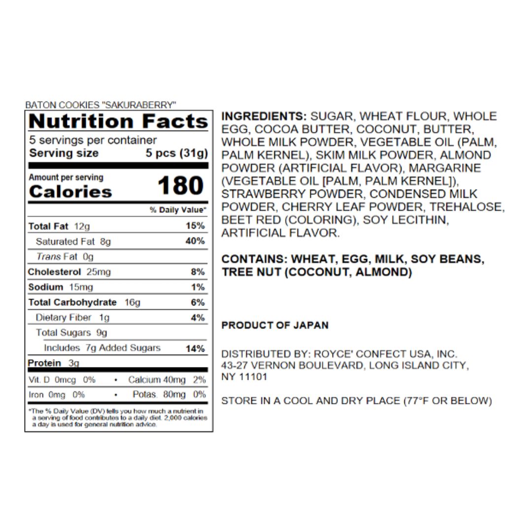 Baton Cookies "Sakuraberry" - Nutrition Facts