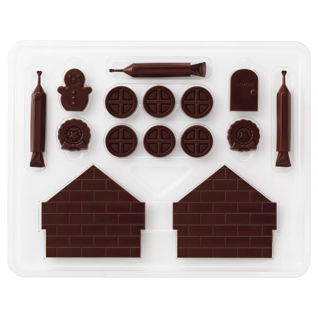 Chocolate No I-E - Image shows house parts in chocolate form in the color brown.