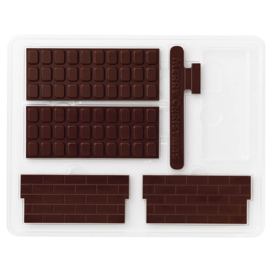 Chocolate No I-E - Image shows house parts in chocolate form in the color brown.