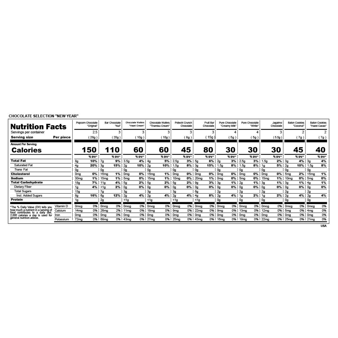 ROYCE' Chocolate - Chocolate Selection "New Year" 2026 - Nutrition Facts