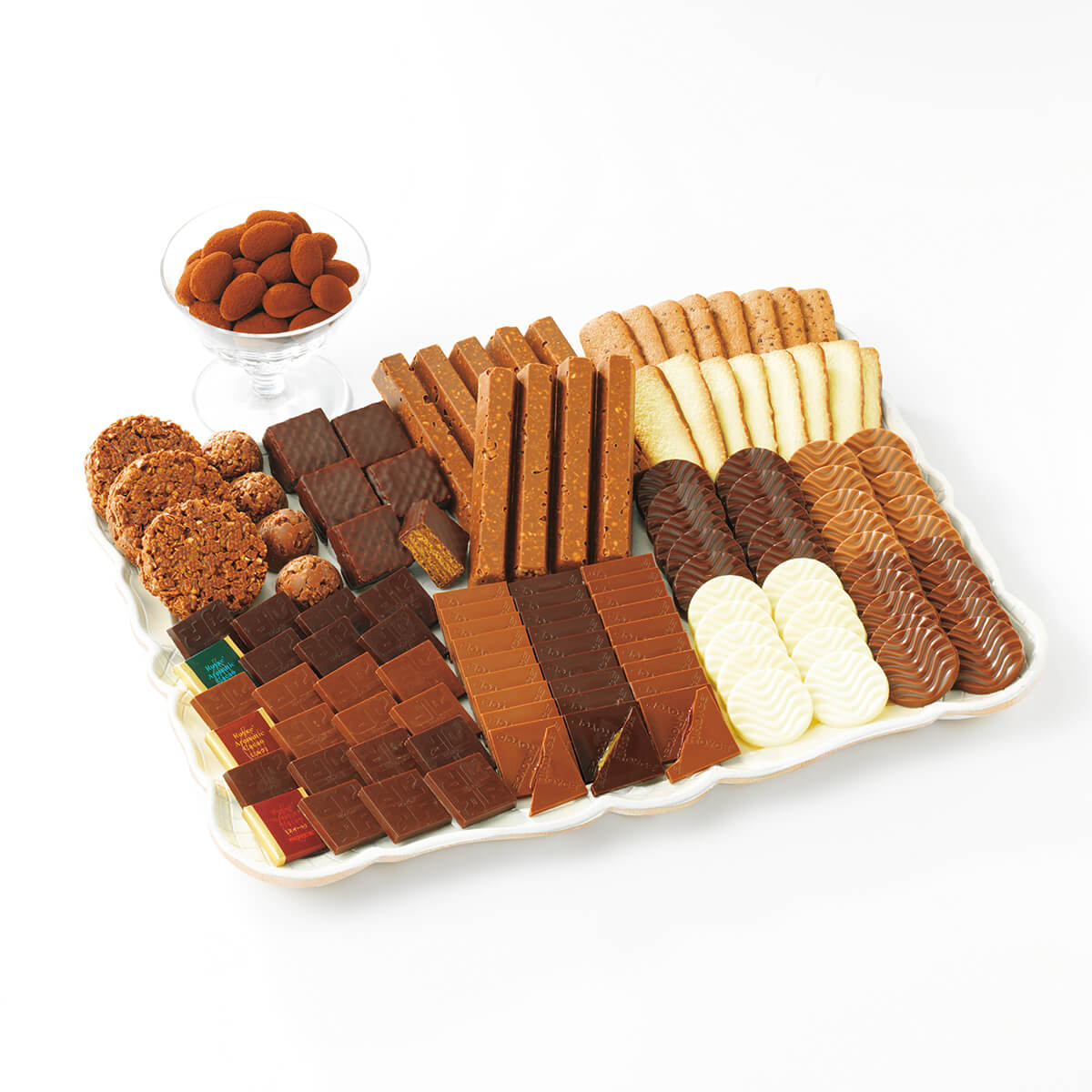 ROYCE' Chocolate - ROYCE' Collection "Brown" - Image shows an assorted array of chocolates on a plate and cup.