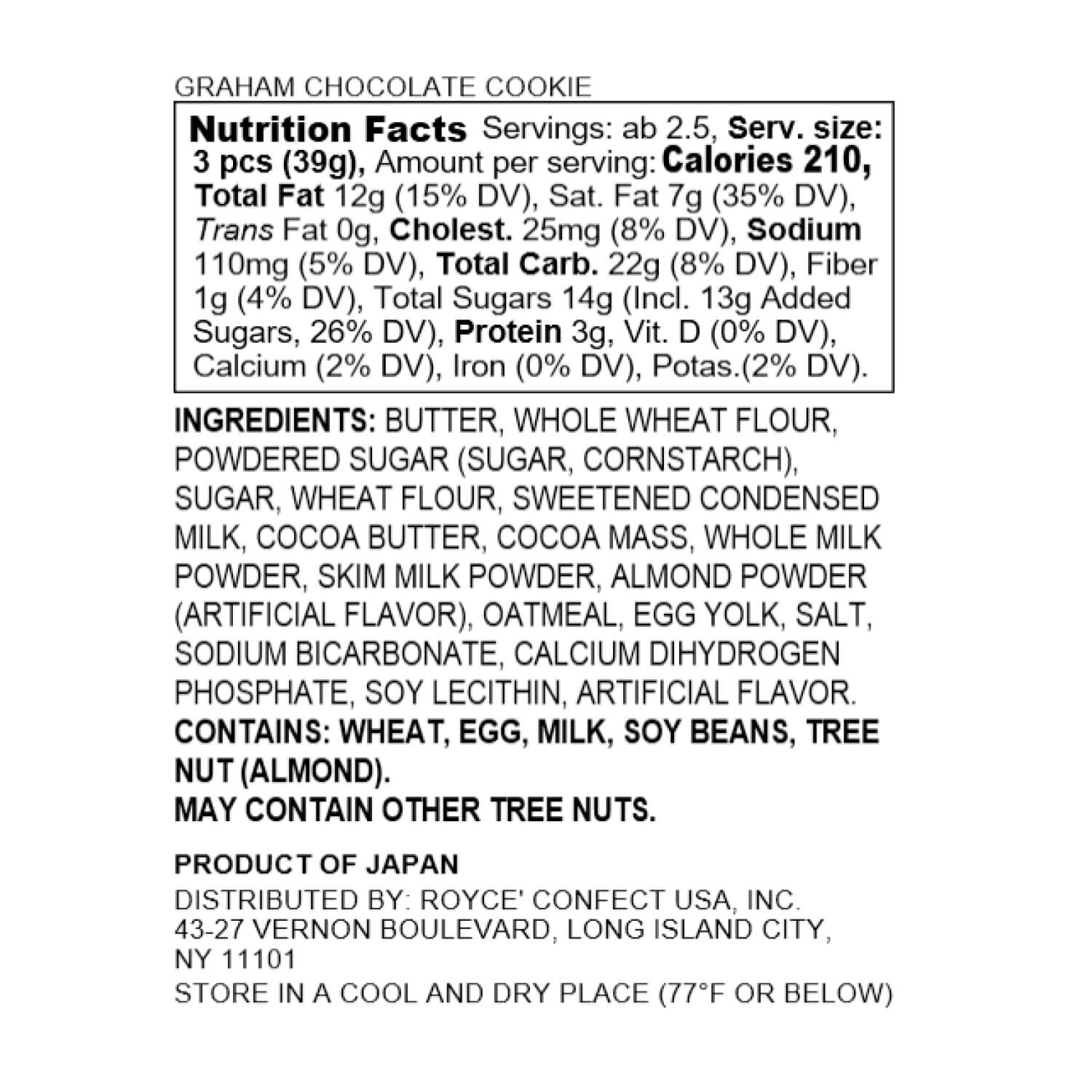 ROYCE' Chocolate - Graham Chocolate Cookie - Nutrition Facts