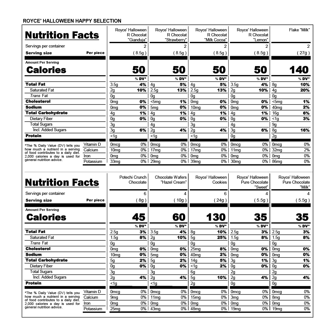 ROYCE' Halloween Happy Selection - Nutrition Facts 2026
