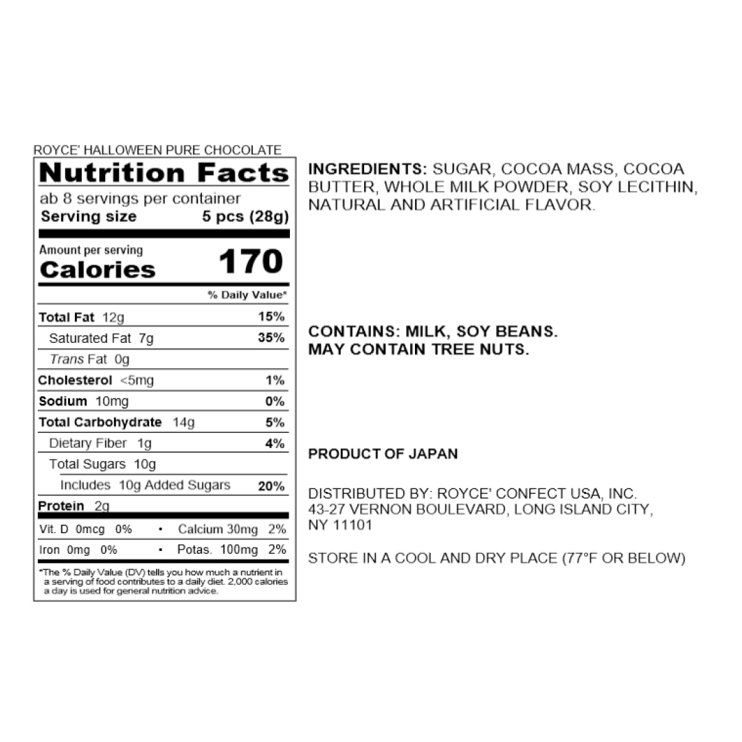 ROYCE' Halloween Pure Chocolate - Nutrition Facts