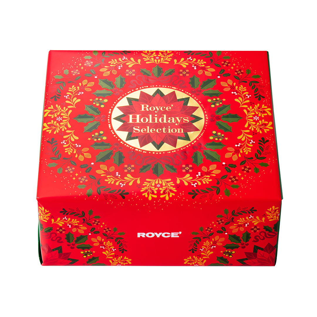 Image shows a red printed box with text saying ROYCE' Holidays Selection.