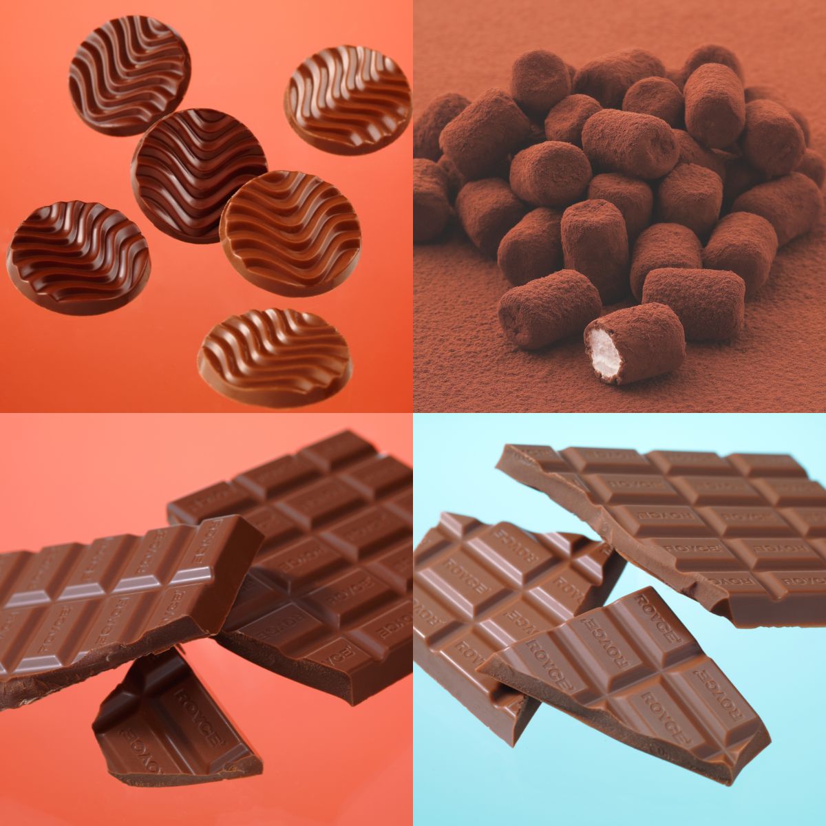 ROYCE' Chocolate - ROYCE' Milk Chocolate Selection - Image shows a collage of chocolates in different shapes and sizes.