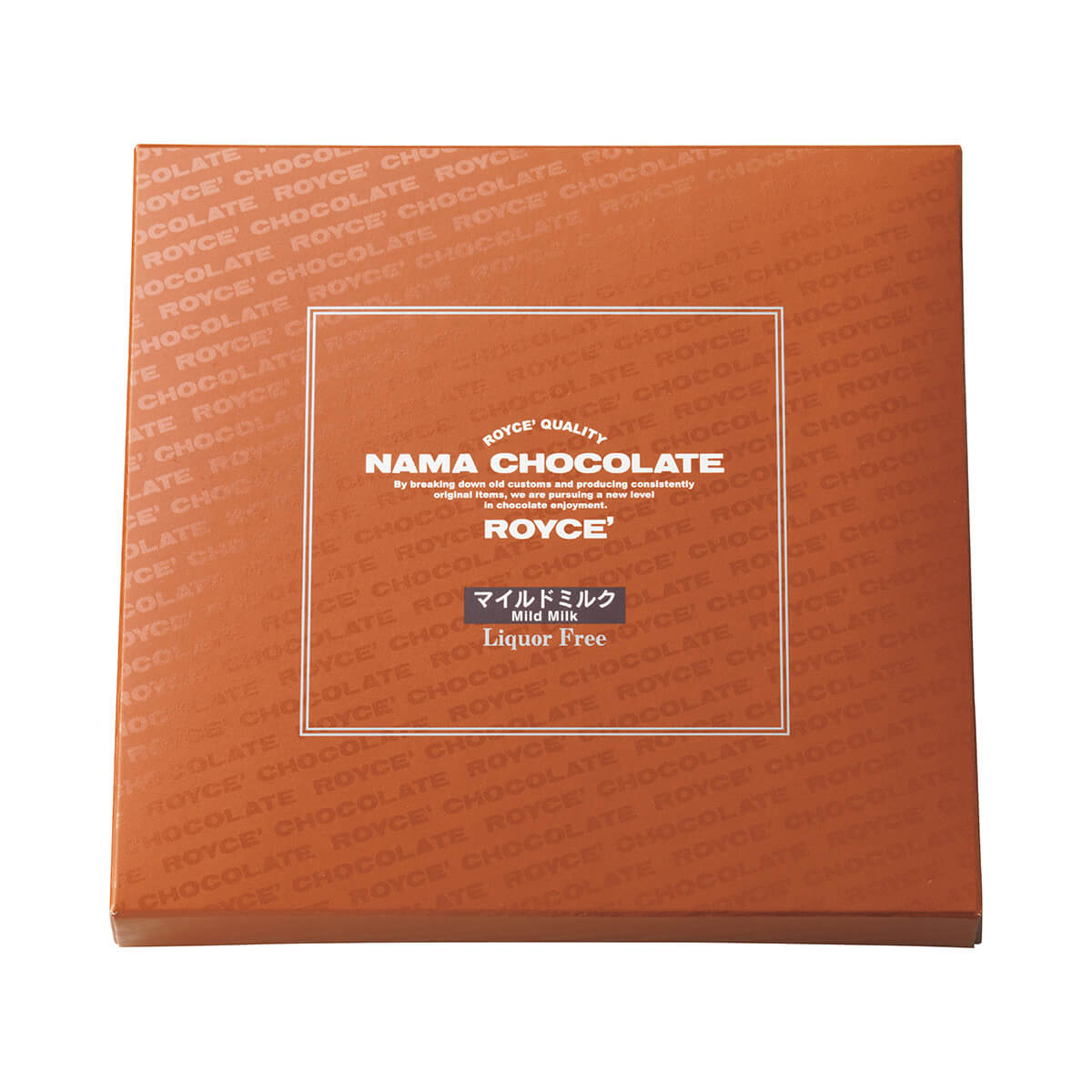 ROYCE' Chocolate - Image shows brown box with the words ROYCE' Quality Nama Chocolate ROYCE' Mild Milk Liquor Free.