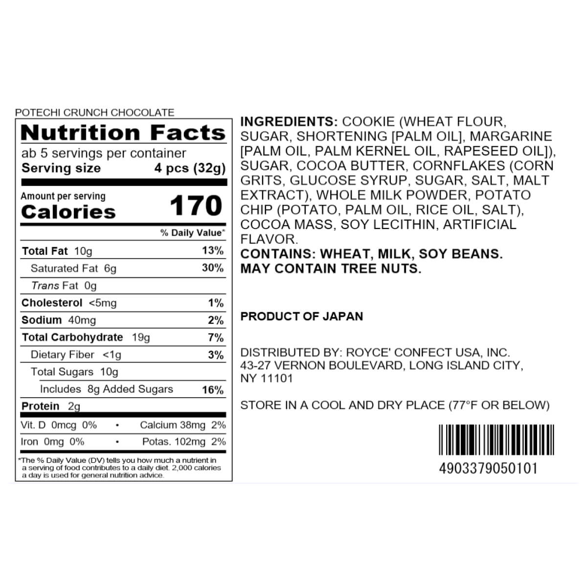 ROYCE' Chocolate - Potechi Crunch Chocolate - Nutrition Facts