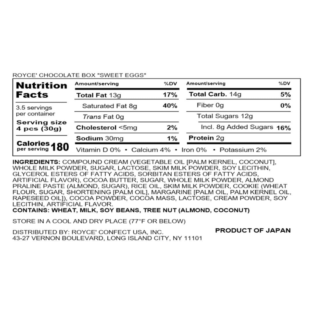  ROYCE' Chocolate - ROYCE' Chocolate Box "Sweet Eggs" - Nutrition Facts 2025