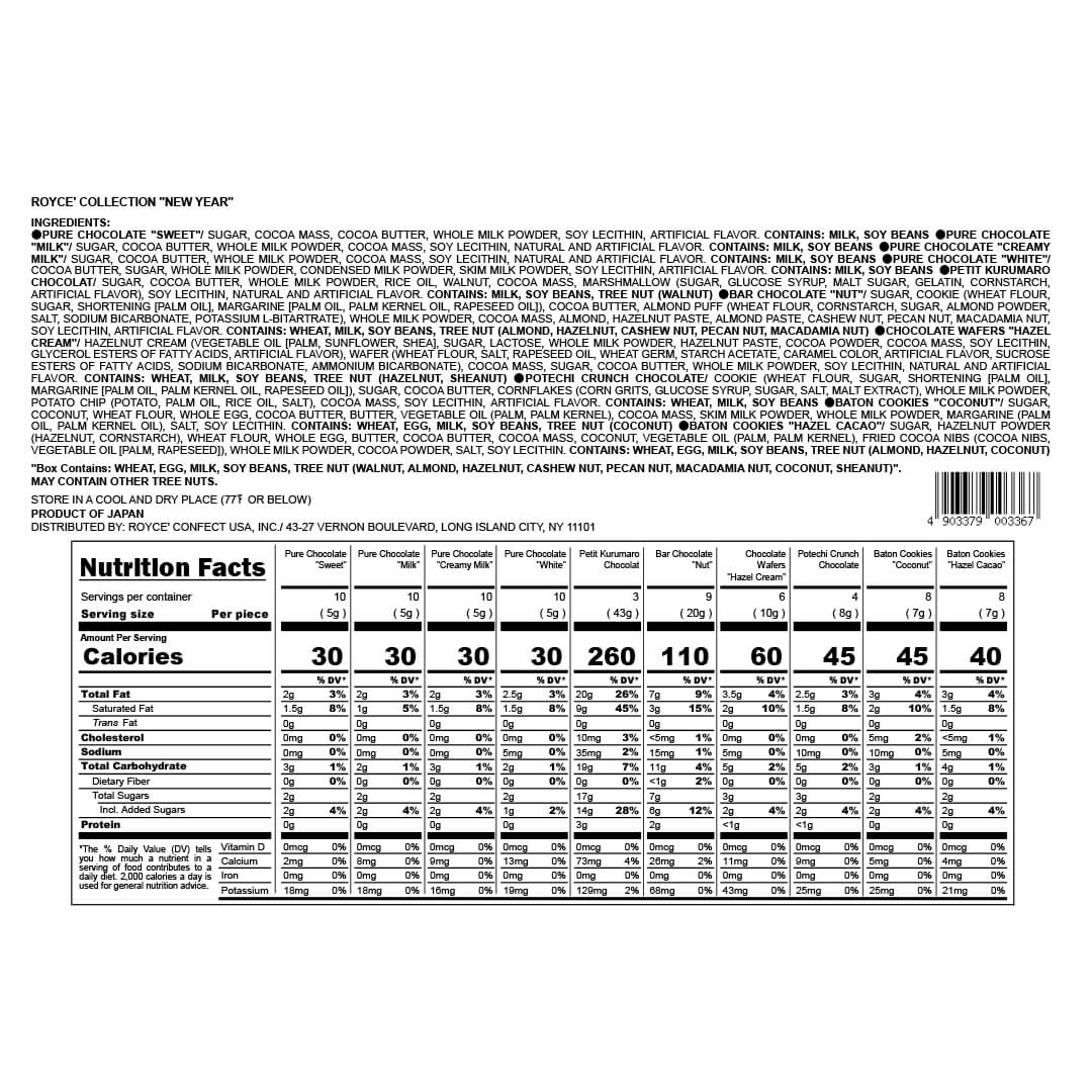 ROYCE' Chocolate - ROYCE' Collection "New Year" 2026 - Nutrition Facts