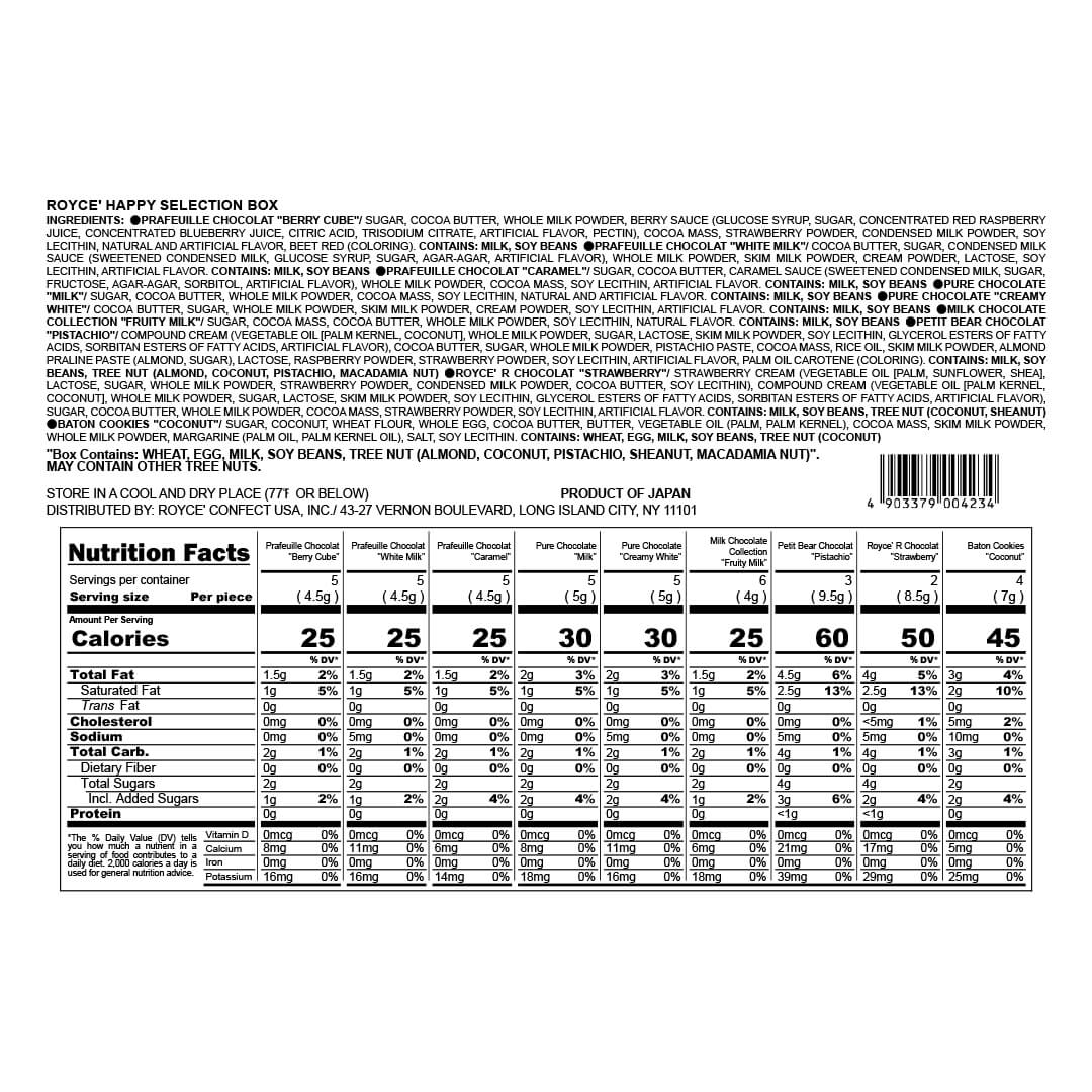 ROYCE' Chocolate - ROYCE' Happy Selection Box - Nutrition Facts 2025