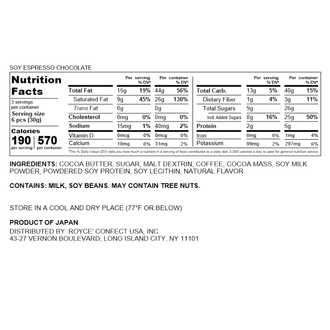 Soy Espresso Chocolate - Nutrition Facts