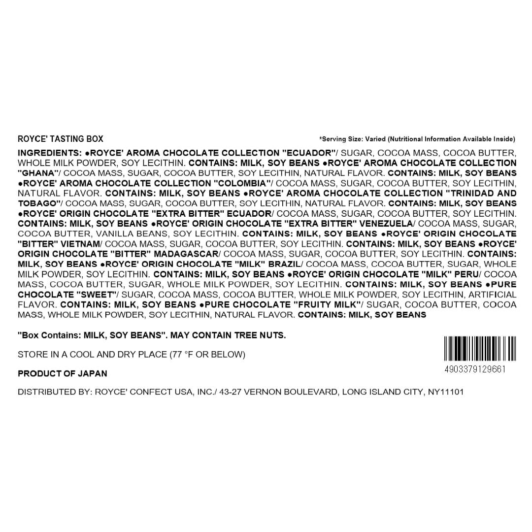 ROYCE' Chocolate - ROYCE' Tasting Box - Back Label
